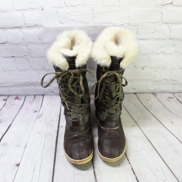 LL Bean Rangeley Green Leather Waterproof Insulated Tall Pac Boots Size 7 M - Picture 5 of 9